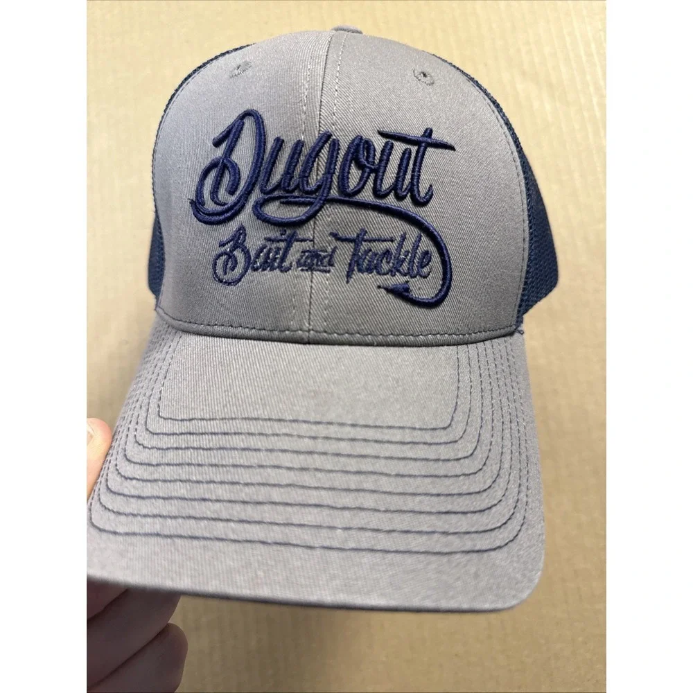 Dugout Bait And Tackle Baseball Hat Outdoor Cap Embroidered Gray Snapback